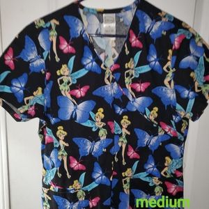 Tinker bell Scrub top,fun,colorful size med
